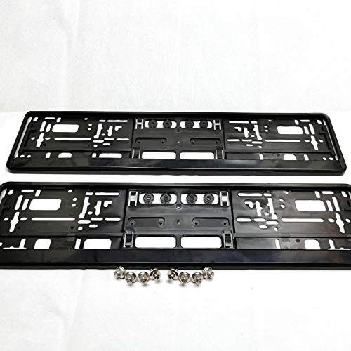 2 x i-mex Kennzeichenhalter | schwarz | inkl. 8 x Befestigungsschrauben | universal | für EU-Schilder 520 x 110 mm | Kennzeichenhalterung | Nummernschildhalter