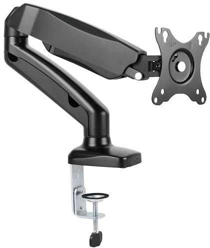 RICOO Support Écran PC 13-27 TS9311 (33-69cm) Orientable Inclinable Bras Articulé Ressort à gaz Montage Pince de Table VESA