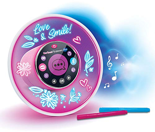VTech - Kidi Smart Glow Art, Enceinte Bluetooth Lumineuse et Intelligente à Personnaliser avec 2 Feutres Effets Néons, Activités Magiques, Réveil, Jeux, Cadeau Enfant Dès 6 Ans - Contenu en Français