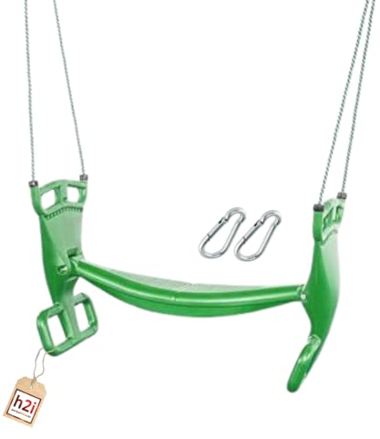 h2i Doppelschaukel für Kinder | Gondelschaukel mit Fußstützen & verstellbaren Seilen | Schiffschaukel inkl. Karabiner | Kinder-Schaukel für Outdoor | grün