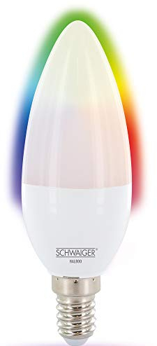 SCHWAIGER HAL800 Smart Leuchtmittel Glühbirne E14 Lampe RGB Farbwechsel dimmbar 470 Lm 6.0 W Zigbee kompatibel Smart Home Alexa Google Philips Hue Ikea
