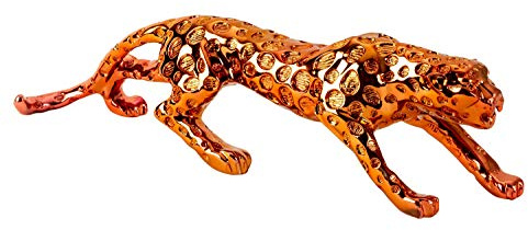 Lifestyle & More Escultura Moderna Figura Decorativa Leopardo en Piedra fundida Bronce Longitud 55 cm