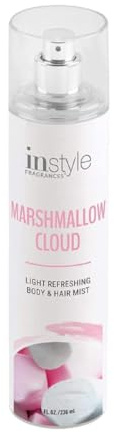 Instyle Fragrances | Body & Hair Mist | Marshmallow Cloud Scent | With Panthenol | CLEAN, Vegan, Paraben Free, Phthalate Free | Premium 8 Fl Oz Spray Bottle