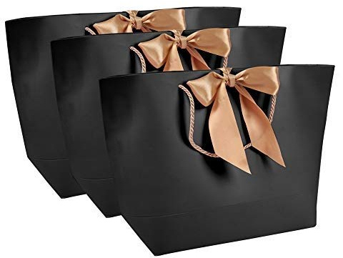 10Pcs Schwarz Hochwertige Papiertüten, Geschenkbeutel Aus Papier, Papiergeschenktüten Weihnachten Geschenktüten Papiertüten Verpacken Papiertüten Geschenkpapiertüten Für Verpackung Verwendet(4#)