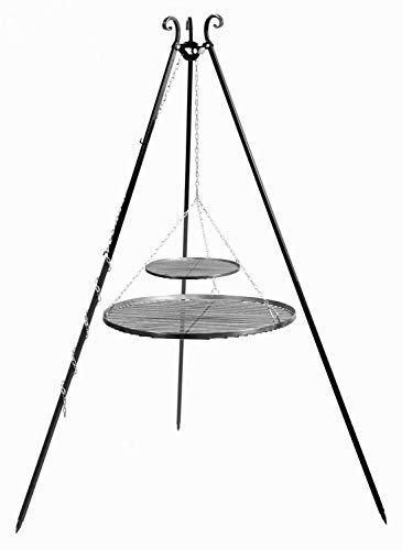 Schwenkgrill H 180 cm mit Doppelrost aus Rohstahl 80 cm + 40 cm Dreibein Grill Tripod Grillen CookKing