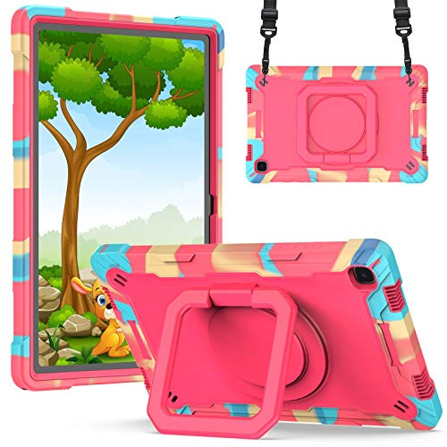 KATUMO Hülle für Samsung Galaxy Tab A7 10.4 Zoll 2020,Cover Case Stoßfeste Robuste Tragbare mit 360° Drehbarem Ständer für Samsung Tab A7 10.4 2020 SM-T500 mit Schultergurt