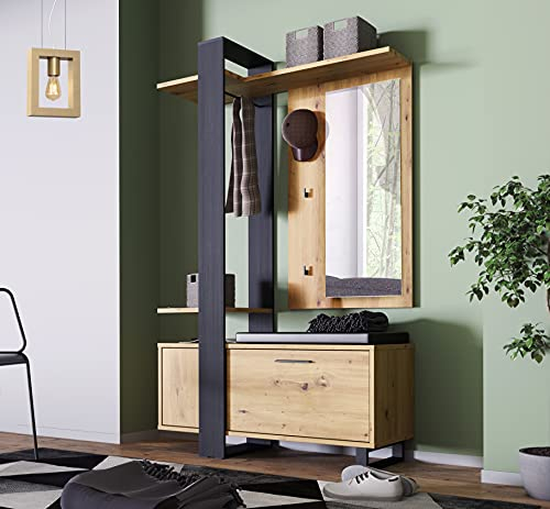 möbelando Kompaktgarderobe Minigarderobe Standgarderobe Garderobe Flurmöbel Marousi I