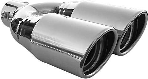 Doppel Auspuffblende Endrohr Universell Auspuff Doppelendrohr Schalldampf Sport Sportauspuff Blende Edelstahl Oval bis 56mm Chrom