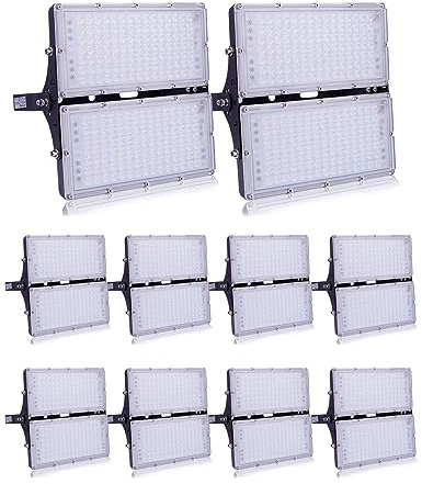 Sararoom 10Pcs 200W Focos LED Exterior 20000LM 3000K Blanco cálido Proyector LED Exterior IP65 Impermeable Luz de Seguridad - Ángulo de haz 120° Lámpara de pared Foco para Jardín Garaje Patio Taller