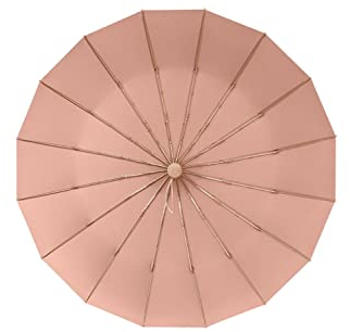 SERUMY Taschenschirm Super Strong 16 Rippen Höchster Qualität Regenregenwoman Windschutz Sonne DREI Klappende Regenschirme Mit Holzgriff-Pink