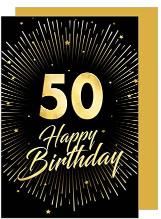 Edition Seidel Premium Glückwunschkarte zum 50. Geburtstag mit Umschlag. Geburtstagskarte Grusskarte Billet Karte Happy Birthday Mann Frau (GZ345-50 SW023)