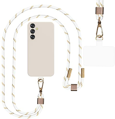 AHABIPERS Liquid TPU Silicone Cover for Samsung Galaxy A54 5G Case (White) with Adjustable Universal Cell Phone Cord Strap(White), Samsung Galaxy A54 Phone Case and Crossbody Lanyard Kit