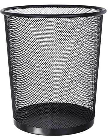 Mülleimer für den Innenbereich, Metallgitter, runder Mülleimer ohne Deckel, für Küche, Schlafzimmer, Büro, Papierkorb (schwarz mittel)