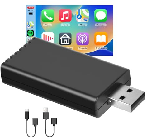 Podofo CarPlay Wireless Adapter, 2024 Neuester Wireless CarPlay Adapter für iPhone, Apple CarPlay Wireless Dongle für Alle OEM Wired CarPlay Cars, 5,8GHz WiFi Plug & Play No Delay Online Update