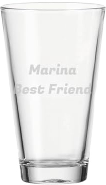 LUXENTU Trinkglas mit Gravur, Name horizontal, 300 ml, 1 Stück | Personalisierte Softdrinkgläser mit Namensgravur für Geburtstage & Events, Spülmaschinenfest