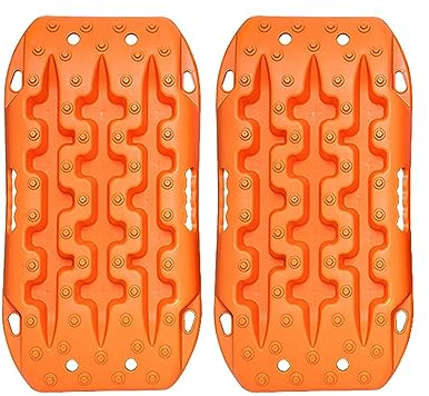 Mini-Recovery-Traktionsbretter, Traktionsreifen-Leiter und Matte, Reifen-Grip-Traktions-Recovery-Tracks für Offroad-Sand-Schnee-Schlamm-Tracks (Farbe: Grün, Größe: 22,6 x 12 Zoll - 2 Stück) (Orange