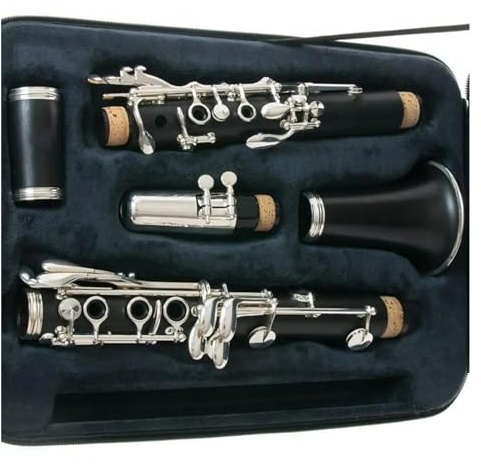 Klarinette Instrument Bakelit-Röhrenkörper, Versilberte Tasten, Klarinette, 17 Tasten, B-Ton, Schüler-Klarinette, Inklusive Koffer, Mundstück