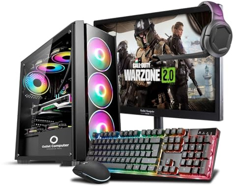 PC Gaming Ordinateur de Bureau Fixe i7 - SSD 1 to - RAM 32 Go - RTX 5050 8 Go GDDR7 - Moniteur 27 Windows 11 Pro - WiFi USB - HDMI et VGA - sans Fil - Bureau Internet Scolaire