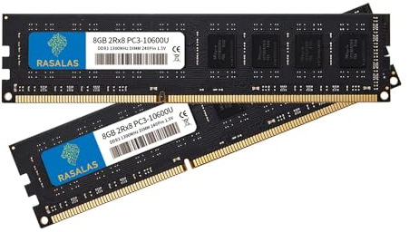 Rasalas 16GB Kit (2x8 GB) DDR3 1333MHz 2Rx8 PC3 10600U 8GB Arbeitsspeicher 240 Pin 1,5 V CL9 Desktop Memory Ram Upgrade 8 GB…
