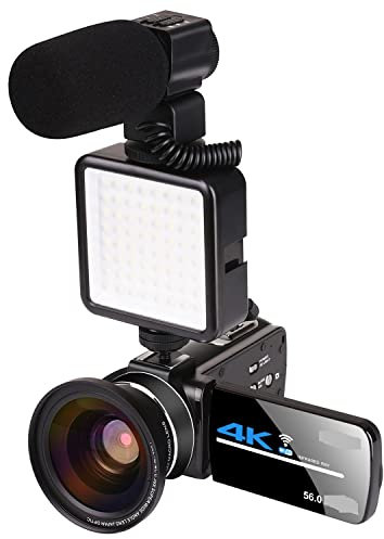 AUBEST Videocamera Videocamera 4K Videocamera Videocamera digitale Vlog Zoom Videocamera touch screen da 3,0 pollici Visione notturna Fotocamera Fotocamere digitali(Standard-01,Flash lens mic)