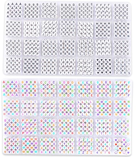 SJZWSD 2000+ Stück Buchstabenperlen, 2 Box Set Alphabet Perlen für Armbänder, runde Zahlen & Herzperlen, 5m elastische Schnur Schmuck Bastelset, ideal für Freundschaftsarmbänder (weiß + bunt)