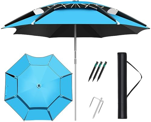 Neigbarer Sonnenschirm – Garten-Sonnenschirm, höhenverstellbar, mit Neigungsfunktion, 360° drehbarer Sonnenschutz, für Balkon, Esstische, Gärten, Strandschirm, Hellblau, 2,0 m/6,5 Fuß