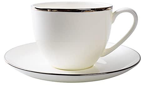 WOTZOV Service à café en Porcelaine Anglaise, Tasse à café et Soucoupe en céramique Haut de Gamme Nordique, Tasse à thé Noir Anglaise, Tasses à Boire pour café, thé, jus de frui