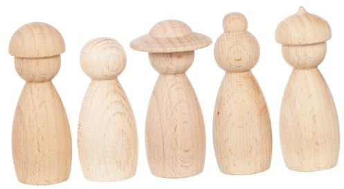 MAGICLULU 5stücke Teiliges Holzpuppen Bemalen DIY Marionetten Figuren Aus Hochwertigem Holz Glatte Oberfläche Kinderfreundliche Bastel-deko Für Indoor Und Outdoor Kreative Graffiti Spielzeug