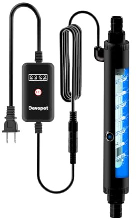 Devopet Aquarium U-V Light, Al-gae Clean Light for Fish Tank, Green Water Clean Lamp with Timer, Amphibian Aquarium U-V Lamp for in-Line and in-Tank Use, for 40-75 Gallons Fish Tanks(8W)