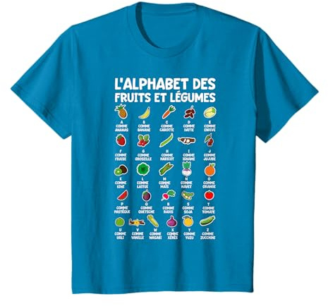 Fruits et Légumes Alphabet Apprendre Abécédaire Garçon Fille T-Shirt