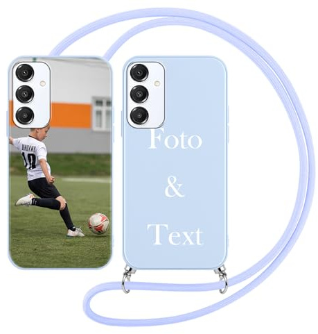 Yoedge Handykette Personalisierte Handyhülle für Samsung Galaxy A16 4G/5G Blau Hülle mit Band Kordel 6,7, Selbst Gestalten Personalisiert mit Foto Bild Text Schutzhülle Cover für Samsung A16 Case