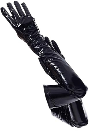 Harilla Patent Leather Gloves Elbow Long Gloves,Dress up Shiny Mittens for Woman, for Dancewear Evening Halloween Christmas