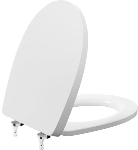 PUKANIUM Toilet Seat Soft Close, Premium Thermoplastic Toilet Seat with Quick Release for Easy Clean, Anti-Bacterial Toilet Seats with Stainless Adjustable Hinges, Anti-Aging