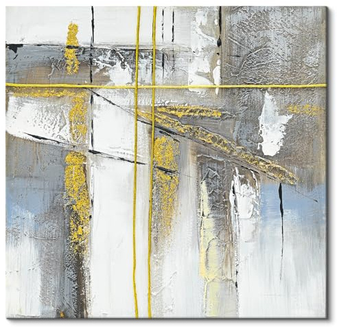 LJXDUBAF Contemporary Gold Leaf Abstract Canvas Print - Textured Wall Art for Hallway and Luxury Living Room Decor