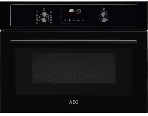 AEG 3000 Series CombiQuick Microwave and Built-in Oven KMX365060B, 43L, Integrated Oven with Turbo Grill, Pizza Setting, Defrost and Reheating, Electronic display and Delay Start, 450x560x550mm, Black
