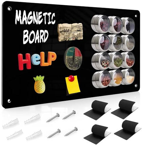 Magnet Board for Wall for Fridge Magnets, 43.5x30cm (Black -1P) | Small A3 Size, Metal, Magnetic Display Board for Travel Magnets for Home Kitchen Office Classroom(No magnets included)