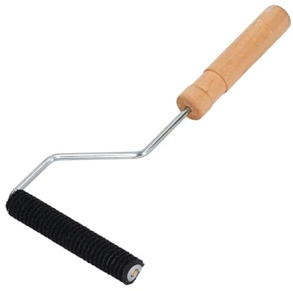 Milageto Rodillo de fibra de vidrio, paleta de burbujas, antideslizante, mango de madera, rodillo laminador de resina de fibra de vidrio, para interiores, Cabezal 28x150mm