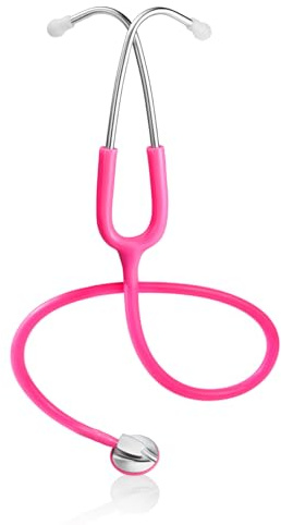 Scian Leichtes Stethoskop für Ärzte, Krankenschwestern, Studenten, Erwachsene, Einkopfstethoskope mit schwarzem Rohr, silbernes Bruststück-Headset für den Heimgebrauch (Rosa)