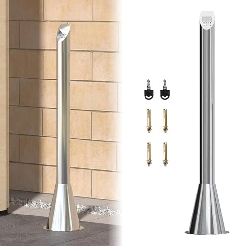petour Cubo de basura de acero inoxidable para eliminación de golpes, ceniza de pie al aire libre con llave, cubo de basura comercial para apartamentos, oficinas, restaurantes, bares, tiendas de