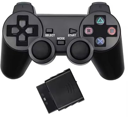 DARLINGTON & Sohns Wireless Controller für PlayStation 2 Kabelloses Gamepad Dual Shock Vibration Kompatibel mit PS2 PS1 Konsole Kabellos