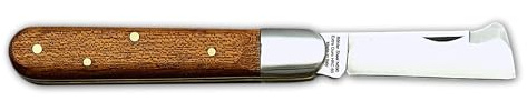 DUE BUOI 203L Coltello da Innesto per Mancini Professionale Alberi da Frutto e Giardinaggio Manico in Mogano e Lama in Acciaio al Carbonio Böhler K720