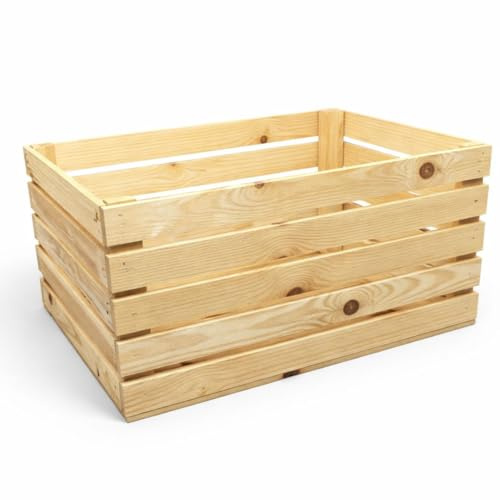 BAS Caja de madera grande de 60 x 40 x 30 cm, caja de madera para frutas, caja decorativa de vino, manzana, caja de madera vintage para patatas, frutas y almacenamiento (3)