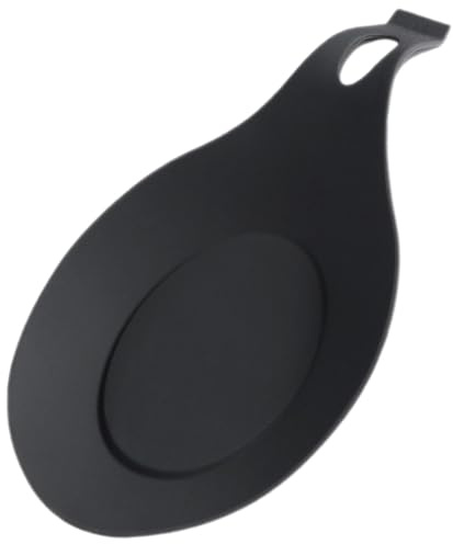 Poggia Cucchiaio in Silicone Nero, Supporto da Cucina Resistente al Calore | Utensili e Mestoli, Uso Domestico e Tavolo, Finitura Elegante, Facile da Posare Sul Piano