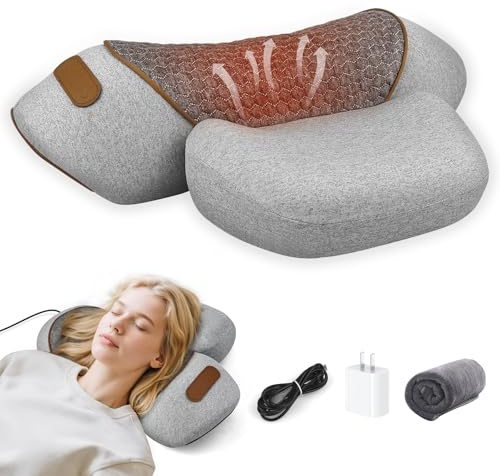 Voluart 3-in-1 Neck Massager Pillow with Heat, Massage & Stretcher, Traction Massager for Neck Hump, Shoulder & Muscle Relaxation, Pain Relief & Cervical Support, Ideal Gift for Women & Men