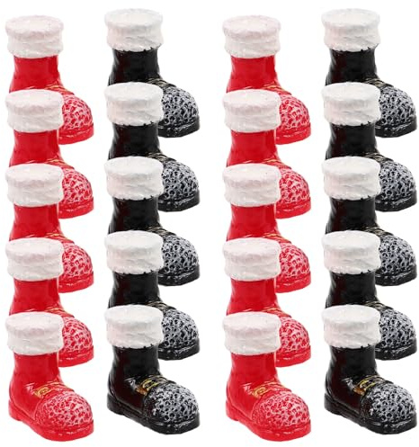 Milisten 20pcs Mini Santa Claus Shoes: Miniature Santa Claus Boots Christmas Decorations Dollhouse Shoes for DIY Craft Ornaments Holiday Props