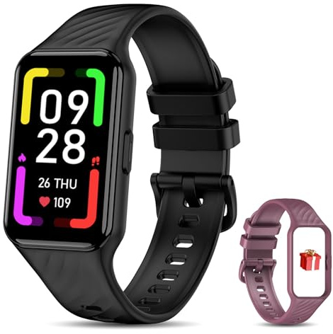 IOWODO Smartwatch Damen Herren | 1,47 Farbdisplay | Sportmodi & Wasserdicht IP68 | 24/7 Herzfrequenz & Schlafanalyse | Schrittzähler & Aktivitätstracker | Licht | 2 Uhrenarmbänder