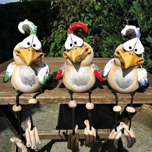 YFJSML Gallinas Decorativas Jardín, Divertidas estatuas Decorativas de gallina para jardín, de Resina, decoración de gallinas, decoración navideña, ja rdín, Patio Trasero, Poste (3 Unidades)
