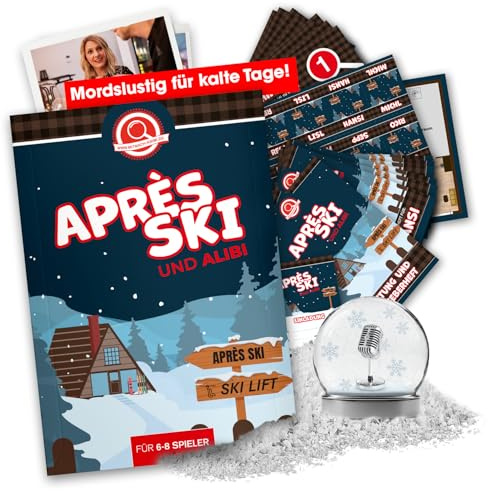 Krimidinner para casa Après-Ski y coartada para 6-8 personas, perfecto para Navidad, Nochevieja y el invierno como cena de misterio – humorístico