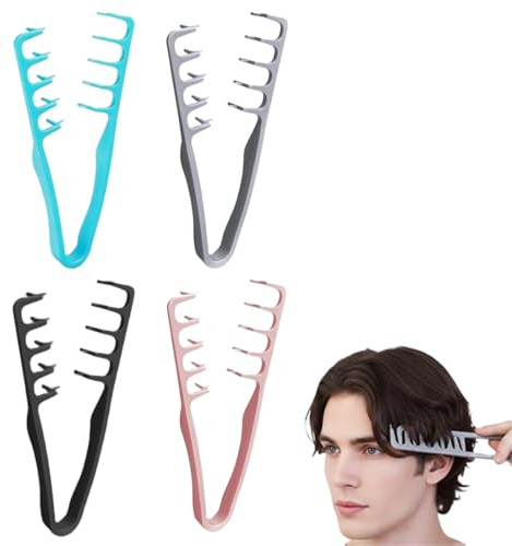 THQAE 4 Pcs peine texturizador hombre, Peine Texturizador, Peine de Dientes Anchos, Herramienta para dar Volumen a las Raíces, Accesorio De Estilizado Para Raíces y Flequillo, para Uso de Peluquería