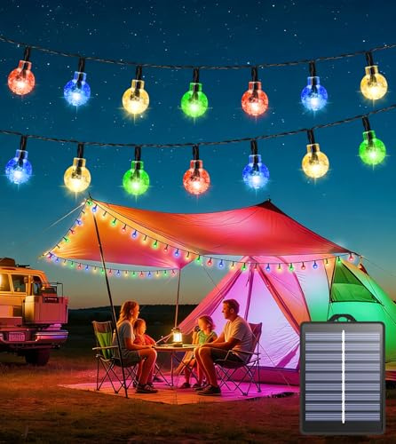 Solar Garden Lights Outdoor Waterproof, 10M 60LED Solar String Lights, Crystal Ball Solar Fairy Lights with 8 Modes, Timer&Memory, Decorative Lighting for Home,Yard,Party,Festival (Multi-Color)